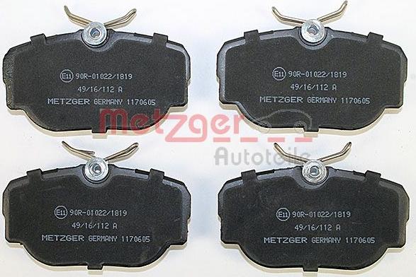 Metzger 1170605 - Тормозные колодки, дисковые, комплект autospares.lv