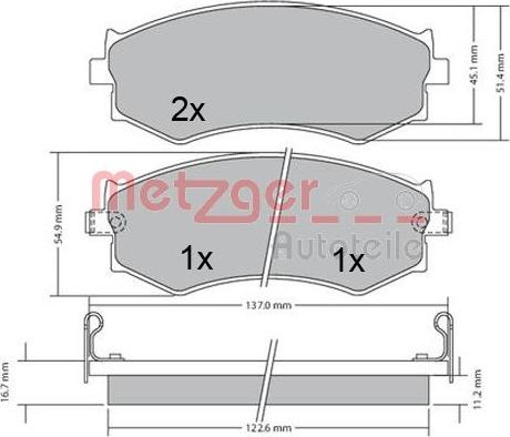 Metzger 1170603 - Тормозные колодки, дисковые, комплект autospares.lv