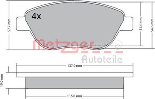 Metzger 1170614 - Тормозные колодки, дисковые, комплект autospares.lv