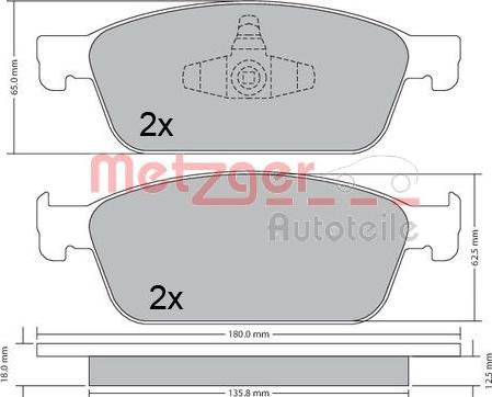 Metzger 1170689 - Тормозные колодки, дисковые, комплект autospares.lv