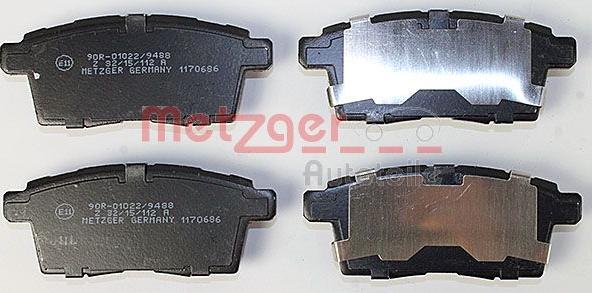 Metzger 1170686 - Тормозные колодки, дисковые, комплект autospares.lv