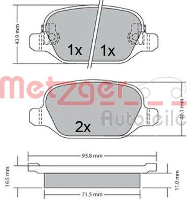 Metzger 1170680 - Тормозные колодки, дисковые, комплект autospares.lv