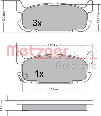 Metzger 1170681 - Тормозные колодки, дисковые, комплект autospares.lv