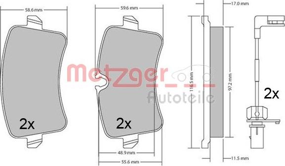 Metzger 1170688 - Тормозные колодки, дисковые, комплект autospares.lv
