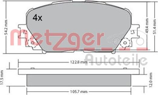 Metzger 1170639 - Тормозные колодки, дисковые, комплект autospares.lv