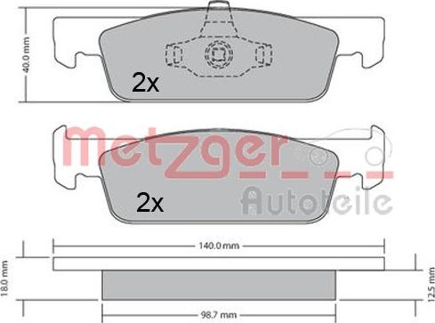 Metzger 1170621 - Тормозные колодки, дисковые, комплект autospares.lv