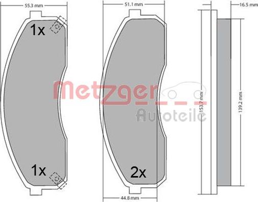 Metzger 1170670 - Тормозные колодки, дисковые, комплект autospares.lv