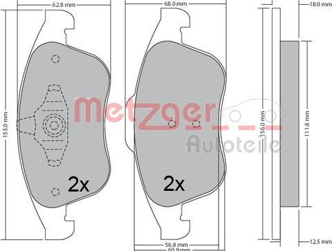 Metzger 1170672 - Тормозные колодки, дисковые, комплект autospares.lv