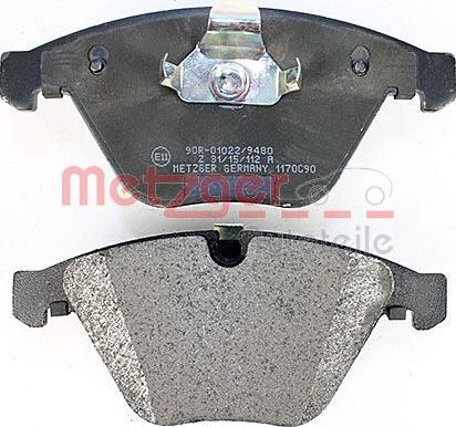 Metzger 1170090 - Тормозные колодки, дисковые, комплект autospares.lv