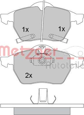 Metzger 1170098 - Тормозные колодки, дисковые, комплект autospares.lv