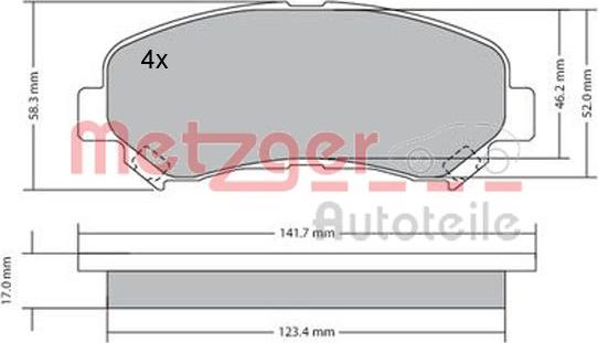 Metzger 1170093 - Тормозные колодки, дисковые, комплект autospares.lv