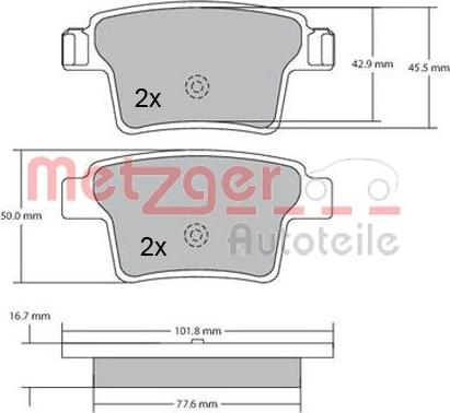 Metzger 1170092 - Тормозные колодки, дисковые, комплект autospares.lv
