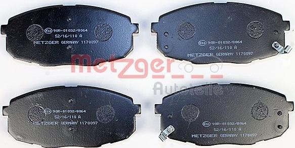 Metzger 1170097 - Тормозные колодки, дисковые, комплект autospares.lv