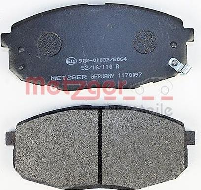 Metzger 1170097 - Тормозные колодки, дисковые, комплект autospares.lv