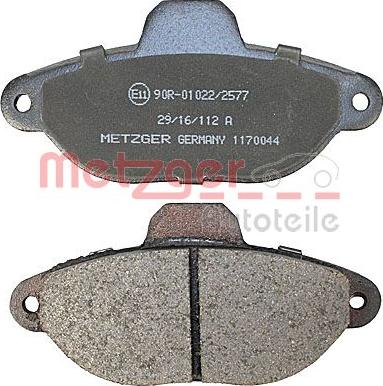 Metzger 1170044 - Тормозные колодки, дисковые, комплект autospares.lv
