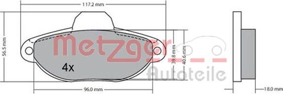 Metzger 1170044 - Тормозные колодки, дисковые, комплект autospares.lv