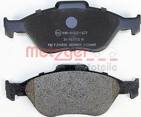 Metzger 1170045 - Тормозные колодки, дисковые, комплект autospares.lv