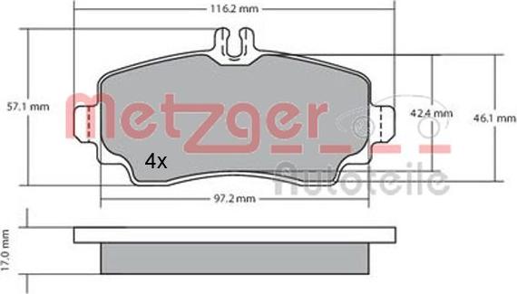 Metzger 1170041 - Тормозные колодки, дисковые, комплект autospares.lv