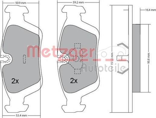 Metzger 1170043 - Тормозные колодки, дисковые, комплект autospares.lv