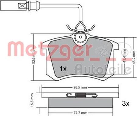 Metzger 1170054 - Тормозные колодки, дисковые, комплект autospares.lv