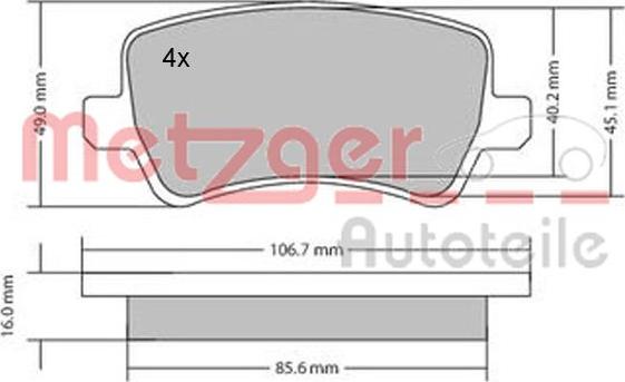 Metzger 1170056 - Тормозные колодки, дисковые, комплект autospares.lv