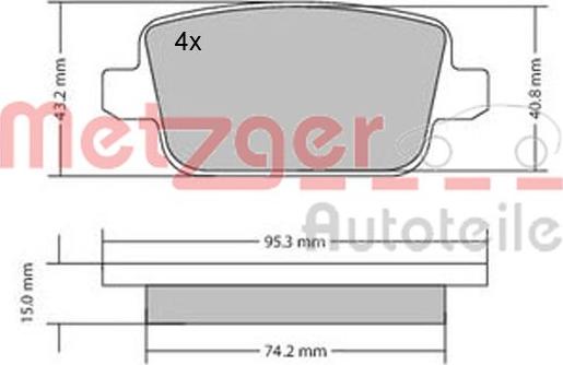 Metzger 1170058 - Тормозные колодки, дисковые, комплект autospares.lv