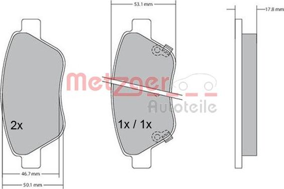 Metzger 1170057 - Тормозные колодки, дисковые, комплект autospares.lv