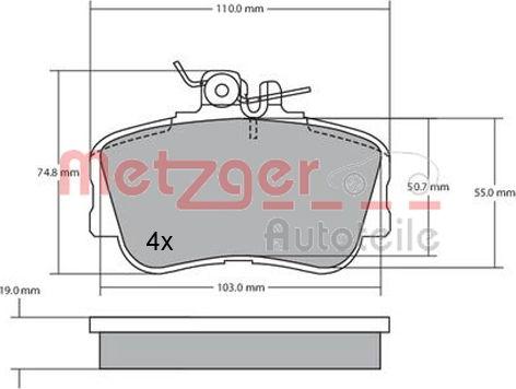 Metzger 1170069 - Тормозные колодки, дисковые, комплект autospares.lv