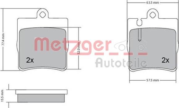 Metzger 1170064 - Тормозные колодки, дисковые, комплект autospares.lv