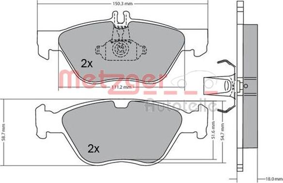Metzger 1170065 - Тормозные колодки, дисковые, комплект autospares.lv