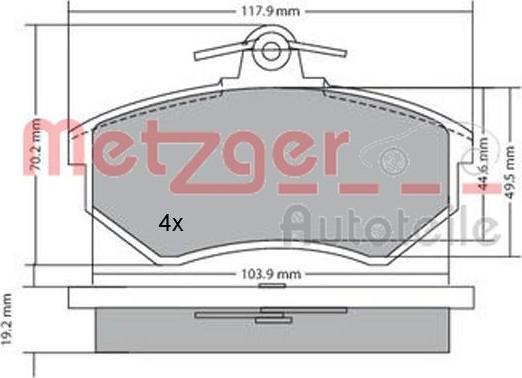 Metzger 1170066 - Тормозные колодки, дисковые, комплект autospares.lv