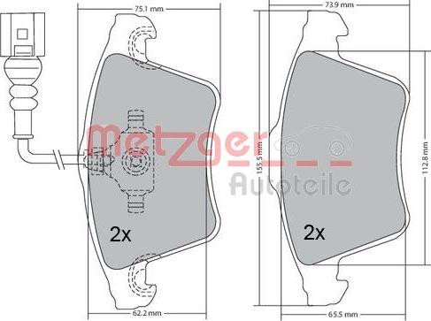 Metzger 1170068 - Тормозные колодки, дисковые, комплект autospares.lv