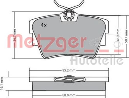 Metzger 1170067 - Тормозные колодки, дисковые, комплект autospares.lv