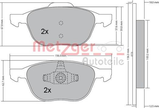 Metzger 1170008 - Тормозные колодки, дисковые, комплект autospares.lv