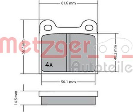 Metzger 1170003 - Тормозные колодки, дисковые, комплект autospares.lv
