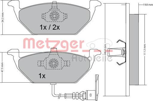 Metzger 1170002 - Тормозные колодки, дисковые, комплект autospares.lv