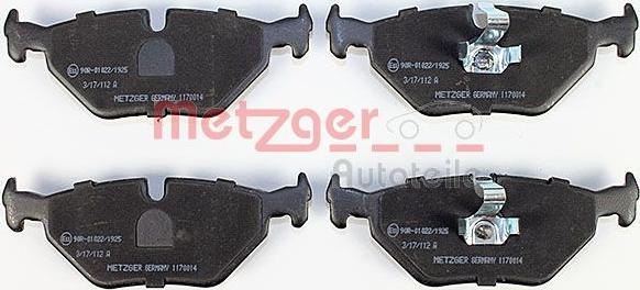 Metzger 1170014 - Тормозные колодки, дисковые, комплект autospares.lv