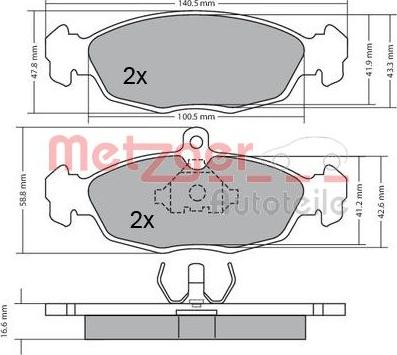 Metzger 1170015 - Тормозные колодки, дисковые, комплект autospares.lv