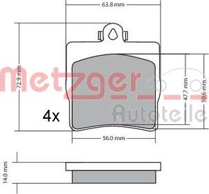 Metzger 1170016 - Тормозные колодки, дисковые, комплект autospares.lv