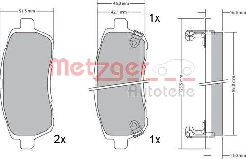 Metzger 1170017 - Тормозные колодки, дисковые, комплект autospares.lv