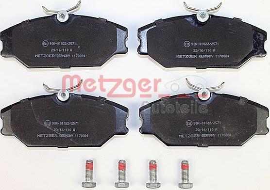 Metzger 1170084 - Тормозные колодки, дисковые, комплект autospares.lv