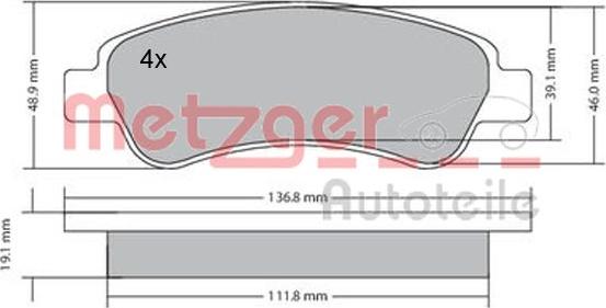 Metzger 1170085 - Тормозные колодки, дисковые, комплект autospares.lv