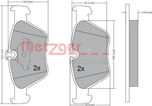 Metzger 1170086 - Тормозные колодки, дисковые, комплект autospares.lv