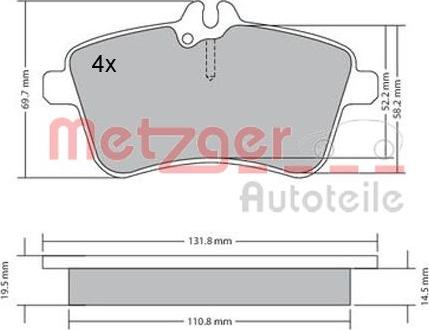 Metzger 1170083 - Тормозные колодки, дисковые, комплект autospares.lv