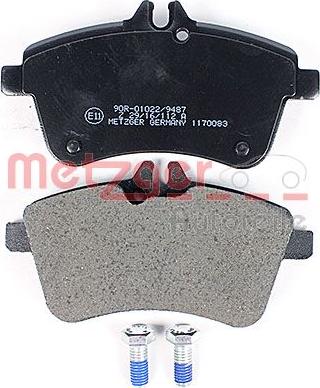 Metzger 1170083 - Тормозные колодки, дисковые, комплект autospares.lv