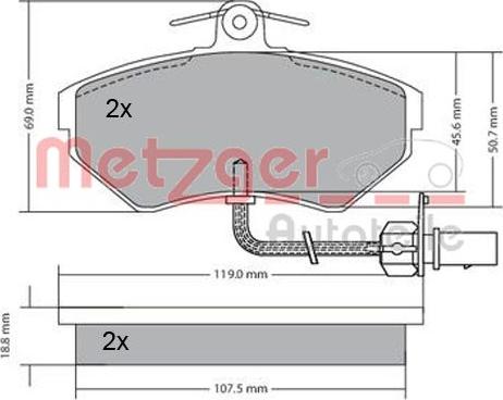 Metzger 1170082 - Тормозные колодки, дисковые, комплект autospares.lv