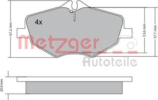 Metzger 1170087 - Тормозные колодки, дисковые, комплект autospares.lv