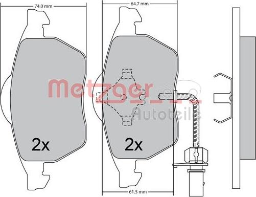 Metzger 1170036 - Тормозные колодки, дисковые, комплект autospares.lv