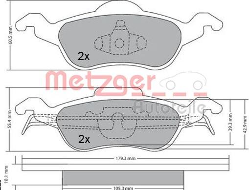 Metzger 1170038 - Тормозные колодки, дисковые, комплект autospares.lv