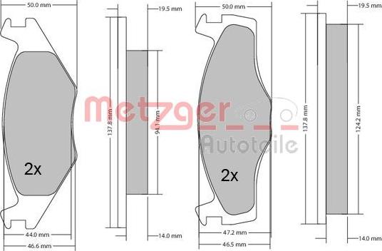 Metzger 1170033 - Тормозные колодки, дисковые, комплект autospares.lv